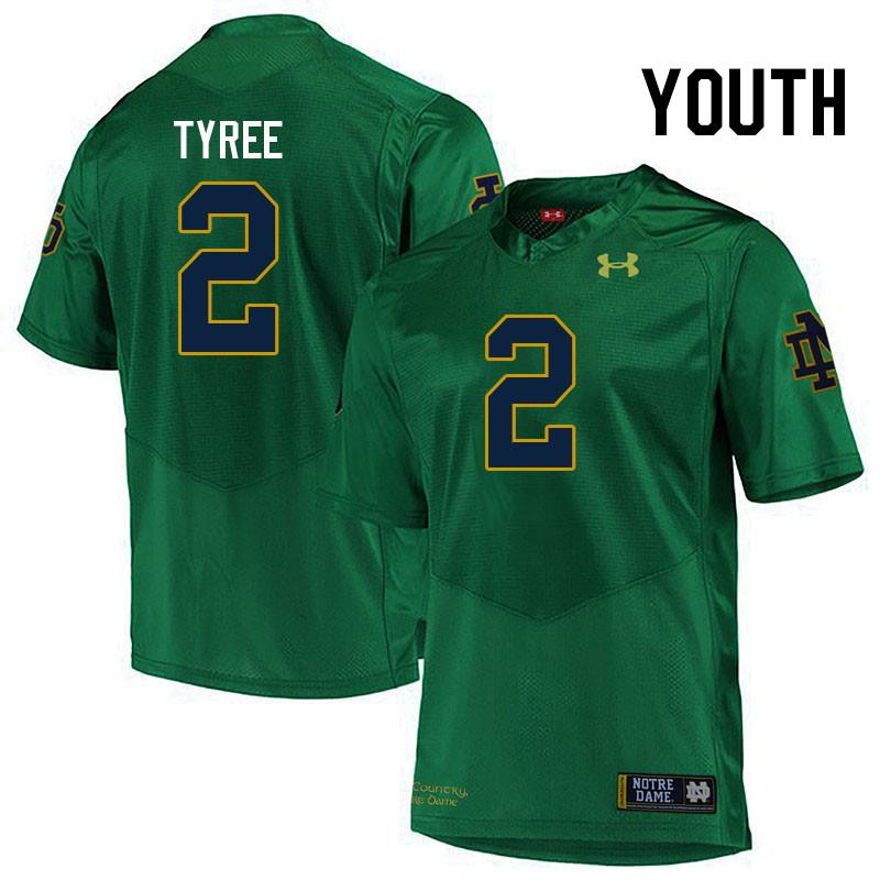 Youth #2 Chris Tyree Notre Dame Fighting Irish College Football Jerseys Stitched-Green - Click Image to Close